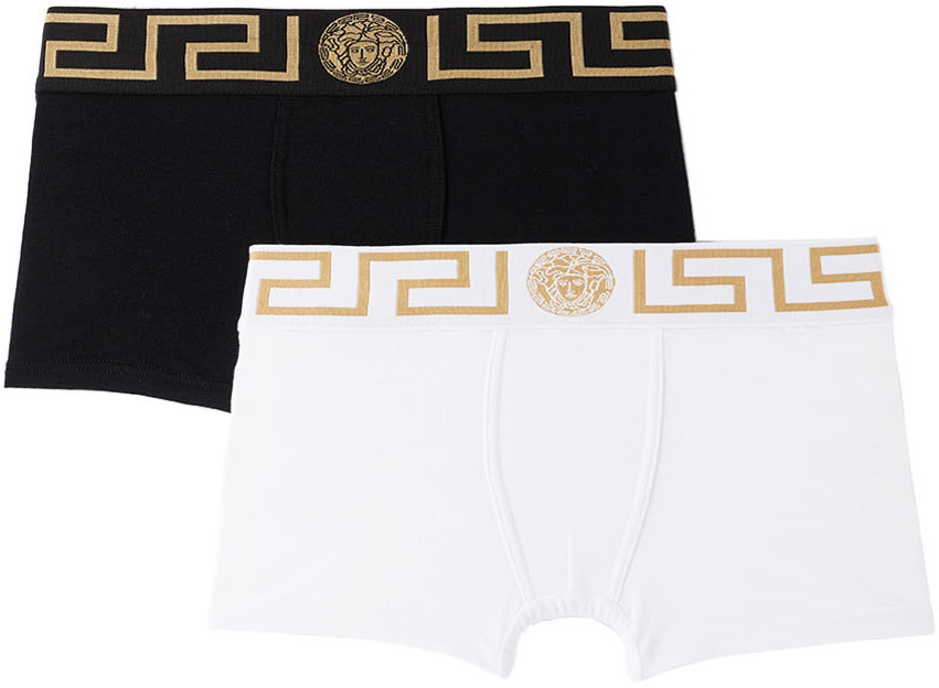 NIB Versace Mens 2-Pack Greca Border Brief underwear White Black Size 4  Small