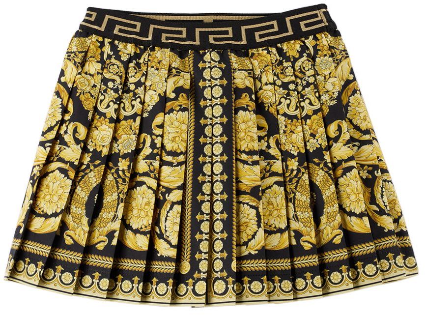 Baby Black & Gold Barocco Skirt by Versace | SSENSE