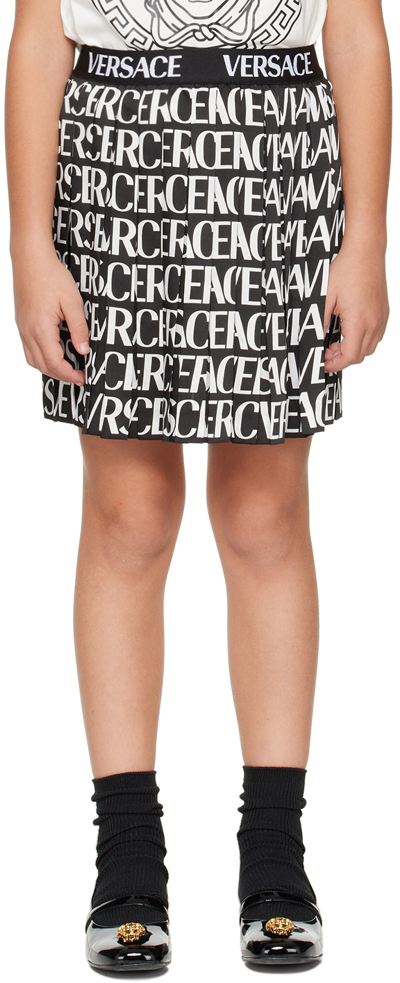Shop Versace Kids Black Pleated Skirt In 5b040 Black