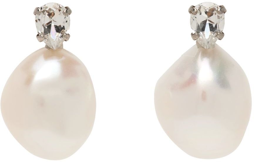 Simone Rocha White Mini Baroque Pearl Earrings