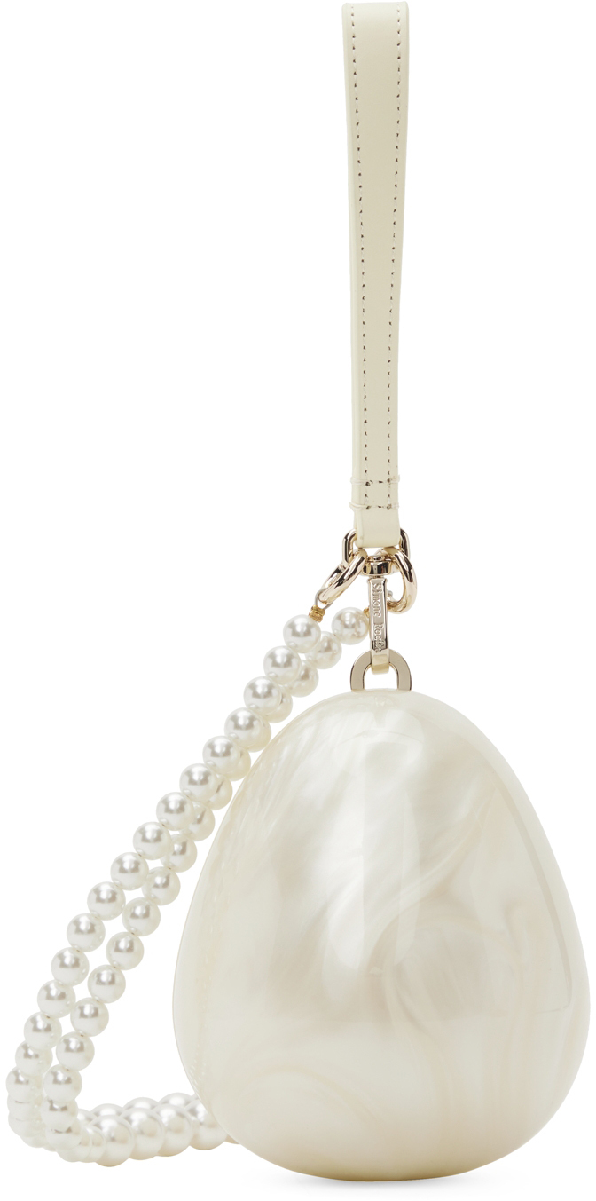 Simone Rocha: White Micro Pearl Egg Shoulder Bag