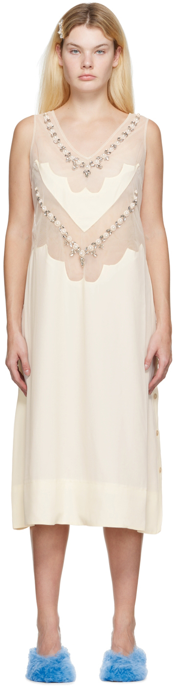 Simone Rocha Off-White Paneled Midi Dress