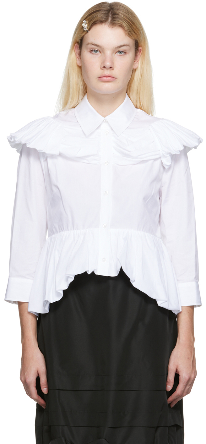 Simone Rocha: White Peplum Shirt | SSENSE