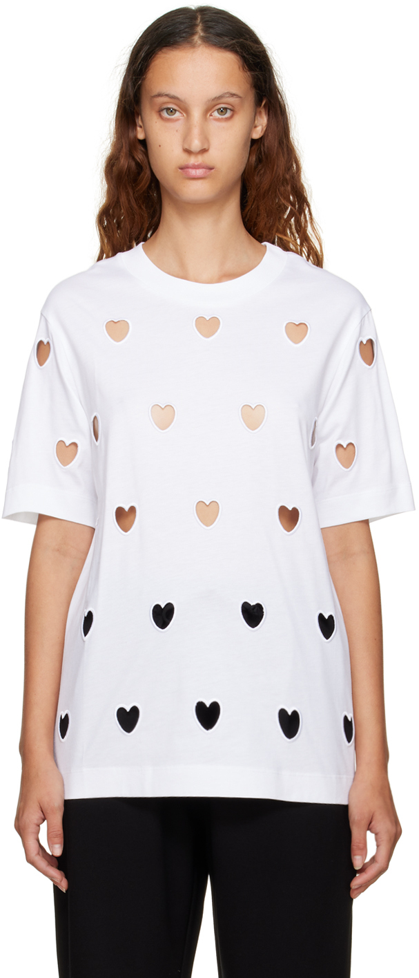 White Heart Cut Out T-Shirt by Simone Rocha on Sale