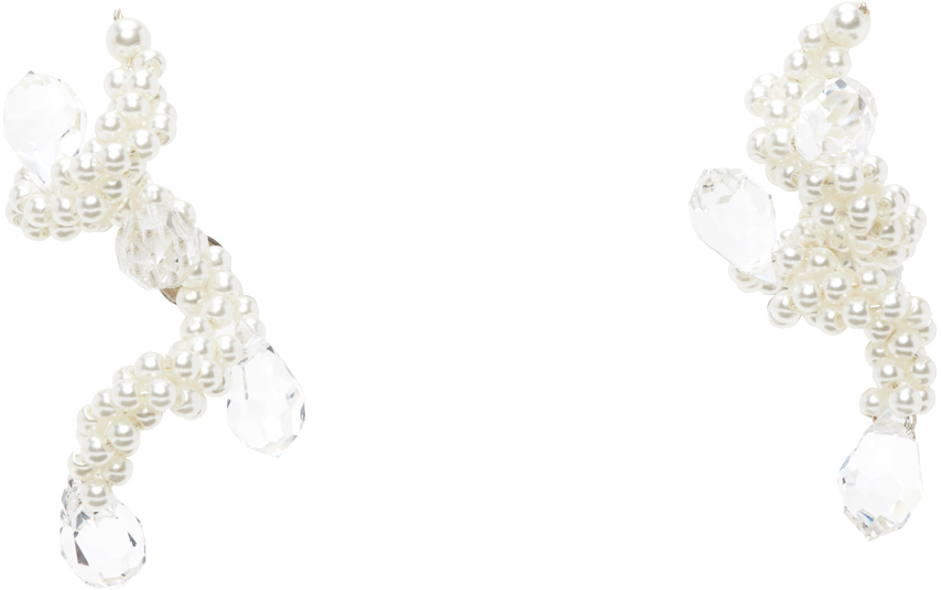 Simone Rocha SSENSE Exclusive White Twisted Loop Stud Earrings