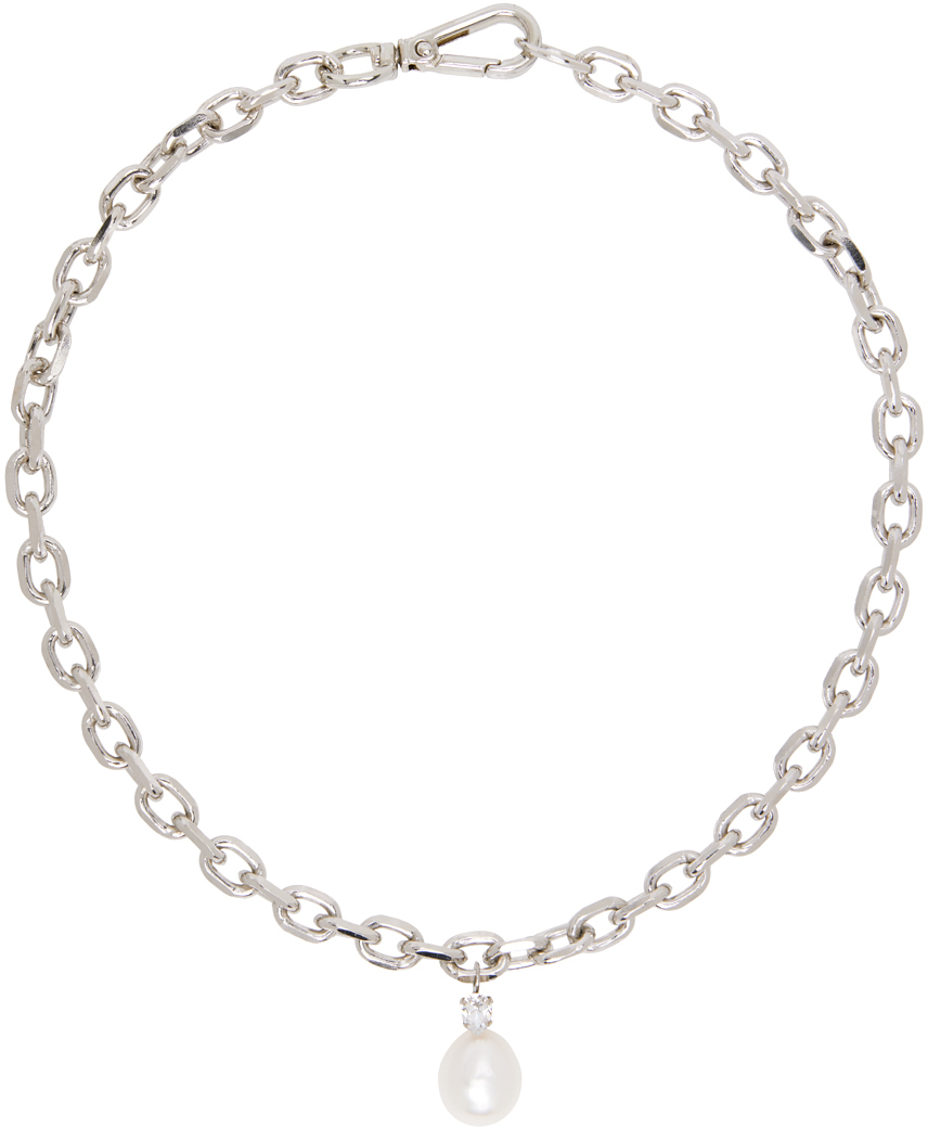 Simone Rocha SSENSE Exclusive Silver Baroque Pearl Pendant Necklace