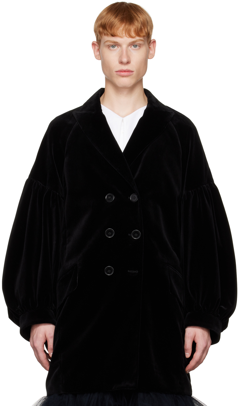 Simone Rocha SSENSE Exclusive Black Double-Breasted Coat