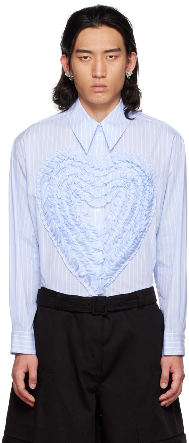 Simone Rocha SSENSE Exclusive Blue Ruffle Heart Shirt
