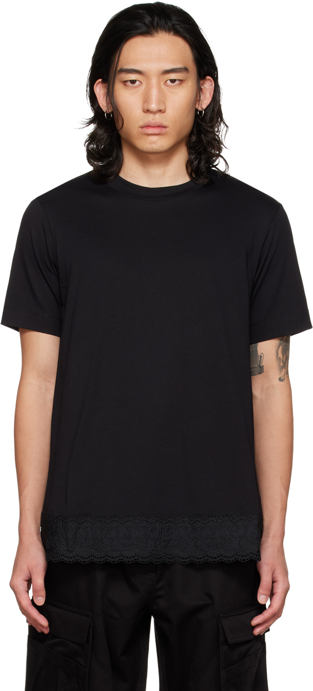 Simone Rocha SSENSE Exclusive Black Lace Trim T-Shirt