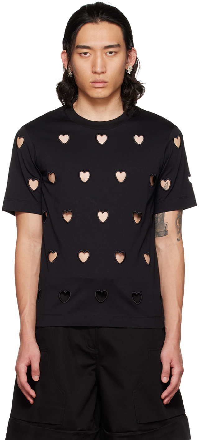 Simone Rocha SSENSE Exclusive Black Heart Cutout T-Shirt