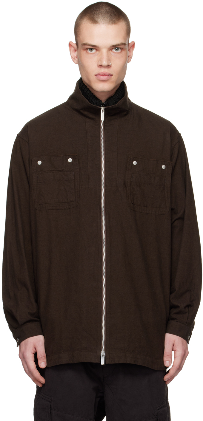 White Mountaineering®︎ Brown ZipUp Shirt SSENSE