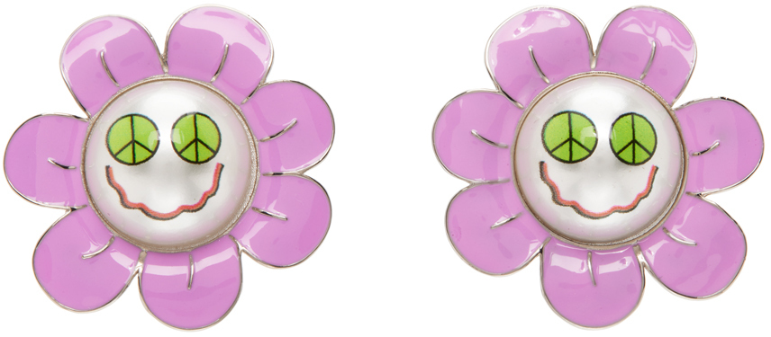 Safsafu Pink Space Daisy Earrings