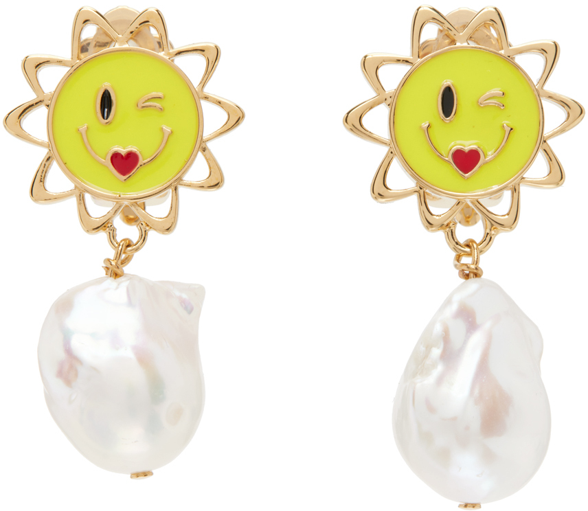 Shop Safsafu Gold & Yellow Sun Clip-on Earrings
