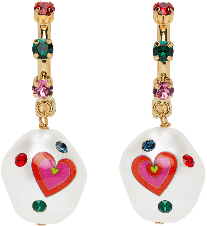 Safsafu Gold Jelly Heart Earrings In Gold/multi