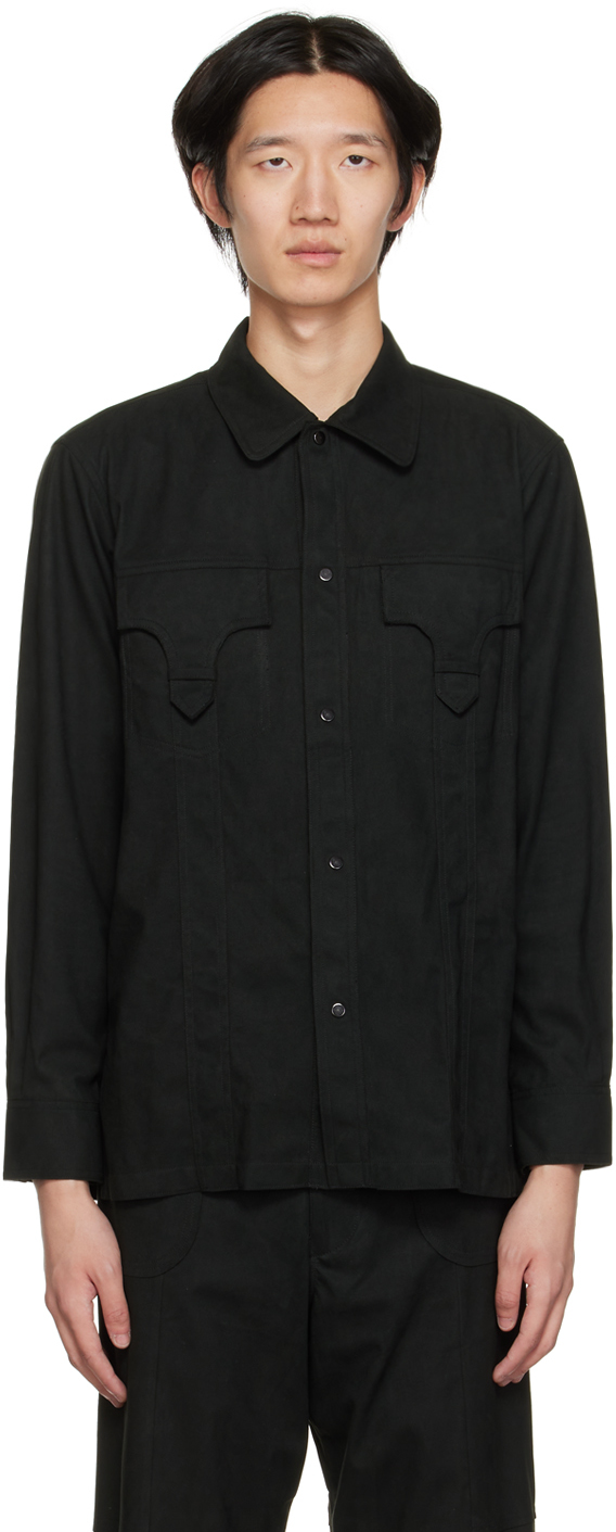 Black Bush Faux-Leather Shirt