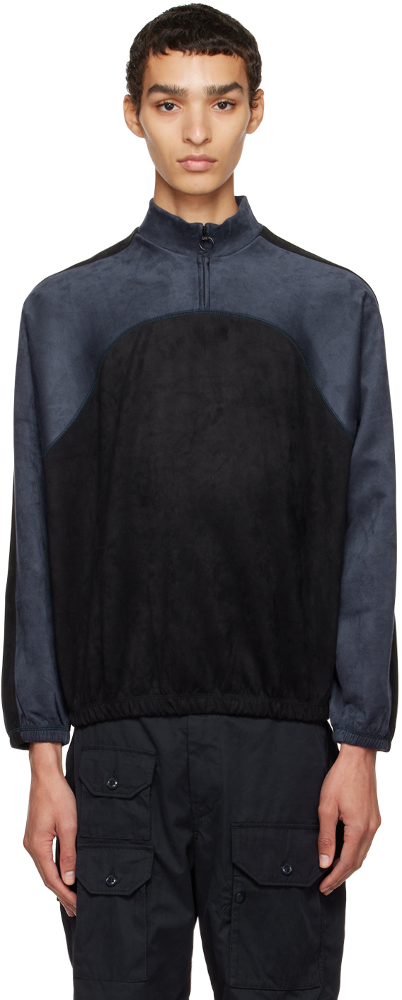 Navy & Black Half-Zip Sweatshirt