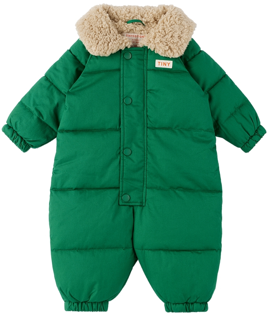 Tinycottons Baby Green Solid Snowsuit In Grass Green J02