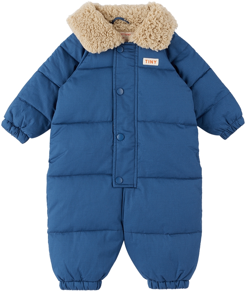 Tinycottons Baby Navy Solid Snowsuit In Light Navy K29