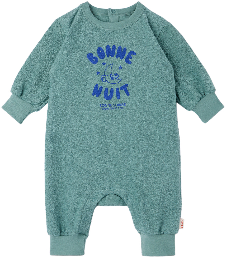 Tinycottons Baby Blue 'bonne Nuit' Romper In Fern/indigo K40