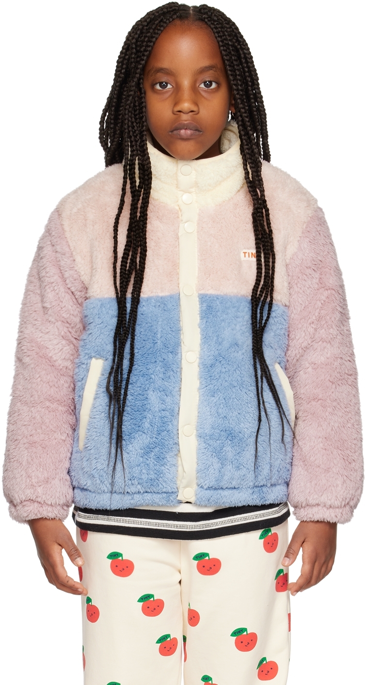 Kids Gray & Pink Color Block Jacket by TINYCOTTONS SSENSE