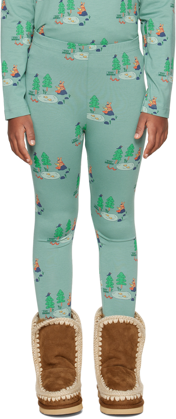 Kids Green Tiny Reserves Leggings by TINYCOTTONS on Sale