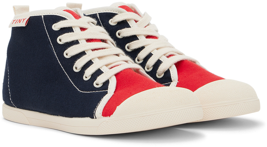 Tinycottons Kids Navy Color Block Sneakers In Navy/deep Red Kb1