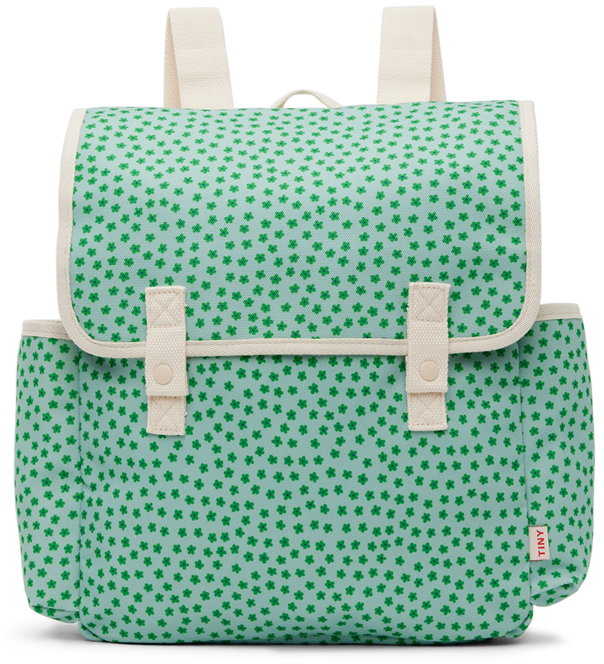 Tinycottons Kids Green Flowers Backpack In Sage K09