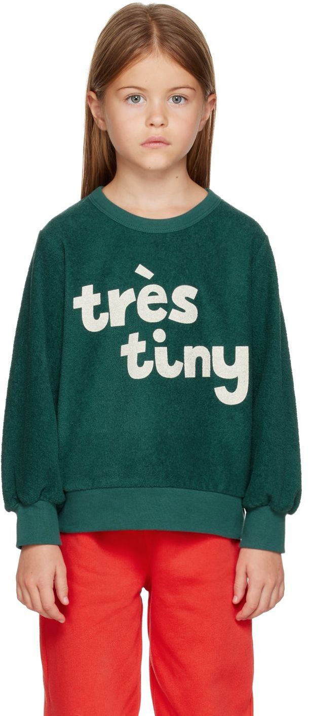 Tinycottons Kids Green 'très Tiny' Sweatshirt In Petrol Green/light C