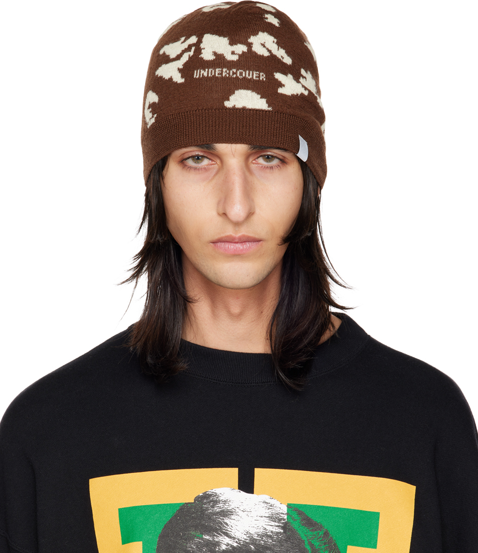 Undercover Brown Intarsia Beanie In Brown Base