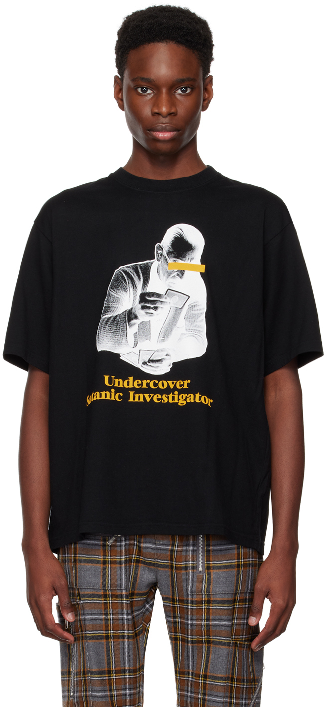 Undercover: Black 'Undercover Satanic Investigator' T-Shirt | SSENSE