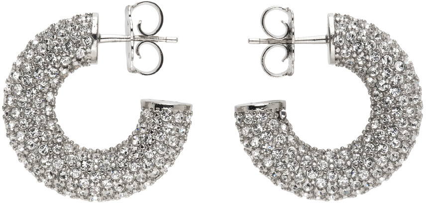 Amina Muaddi Silver Mini Cameron Hoop Earrings