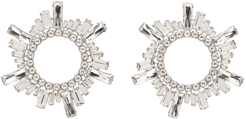 Amina Muaddi Silver Crystal Begum Earrings