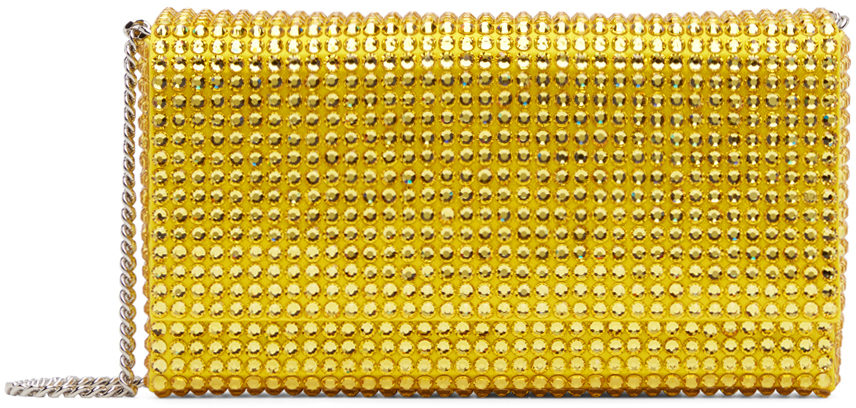 Amina Muaddi Mini Paloma Crystal-embellished Clutch Bag In Golden Yellow