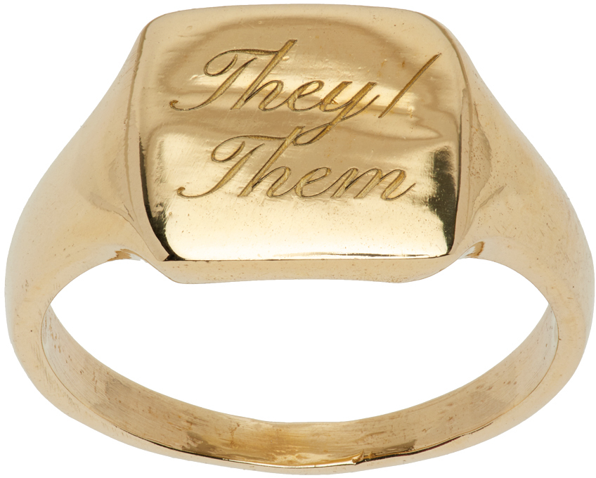 Tanner Fletcher Gold 'They/Them' Pronoun Ring