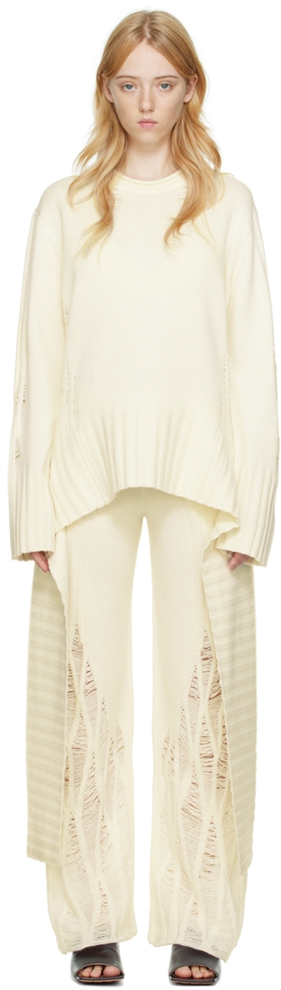 Dion Lee White Distressed Cashmere Sweater