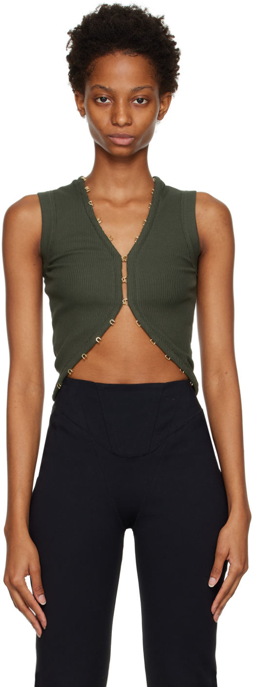 Dion Lee Khaki Hook & Eye Tank Top In Shadow Green