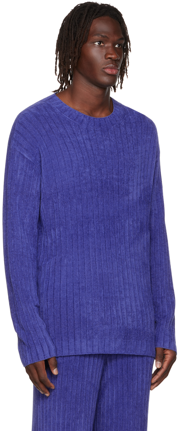 Dion Lee Ribbed-knit Fitted Sweatshirt In Blueprint
