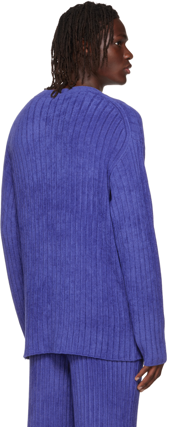 Dion Lee Ribbed-knit Fitted Sweatshirt In Blueprint