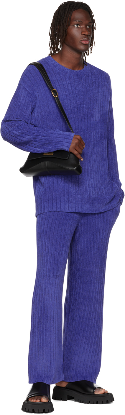Dion Lee Ribbed-knit Fitted Sweatshirt In Blueprint