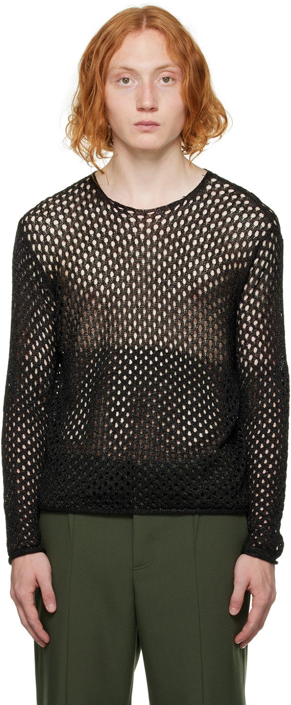 Black Metallic Long Sleeve Sweater