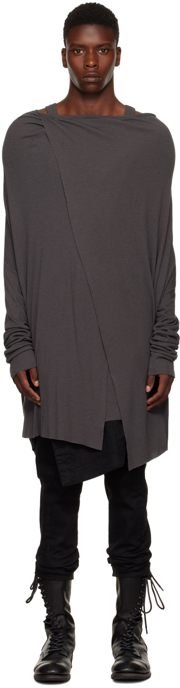 Julius Gray Drape Long Sleeve T-Shirt