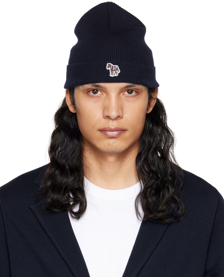 PS By Paul Smith Navy Zebra Beanie SSENSE UK