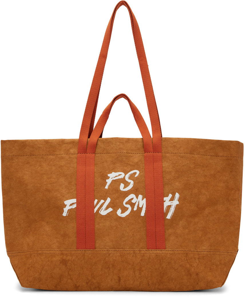 Ps By Paul Smith Orange Paper Crinkle Tote In 27 Reds