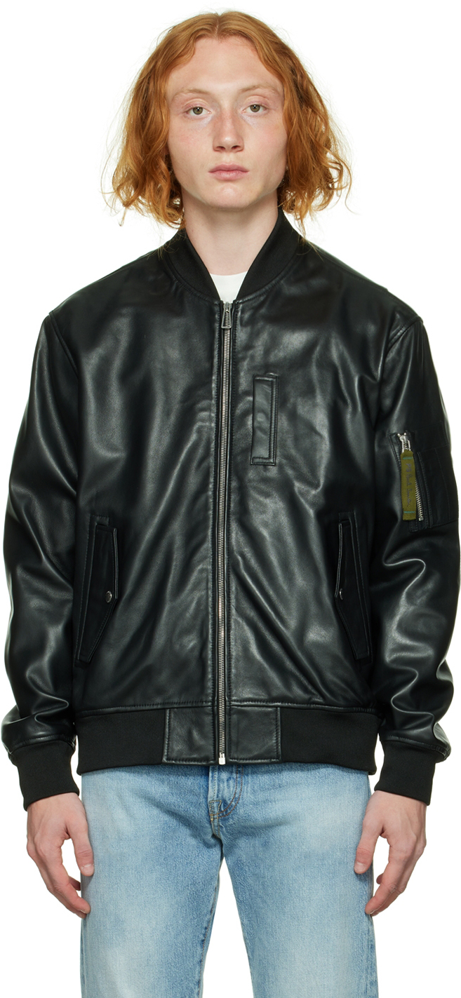 PS by Paul Smith Black Bomber Leather Jacket | Smart Closet
