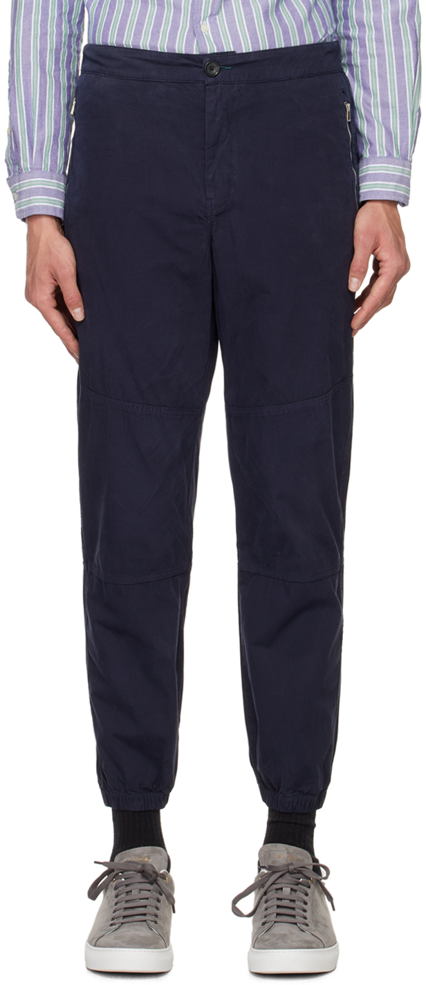 Navy Paneled Trousers