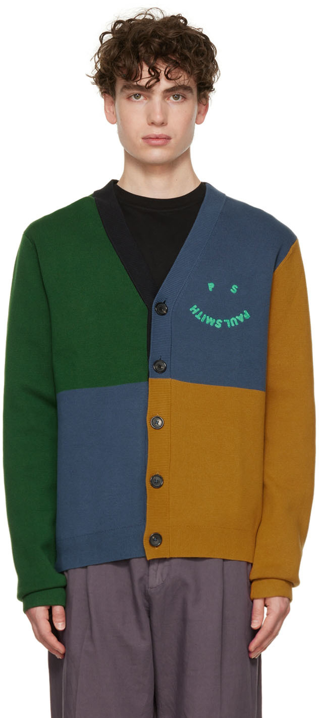 PS by Paul Smith Green & Blue Happy Cardigan