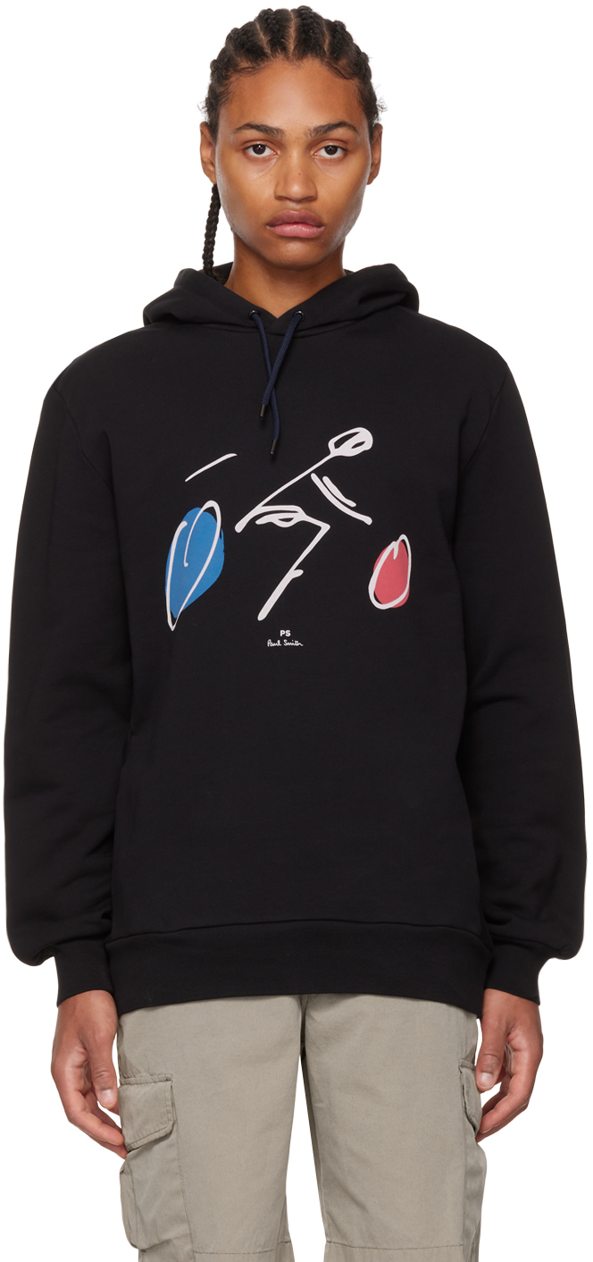 PS by Paul Smith Black Graphic Print Hoodie