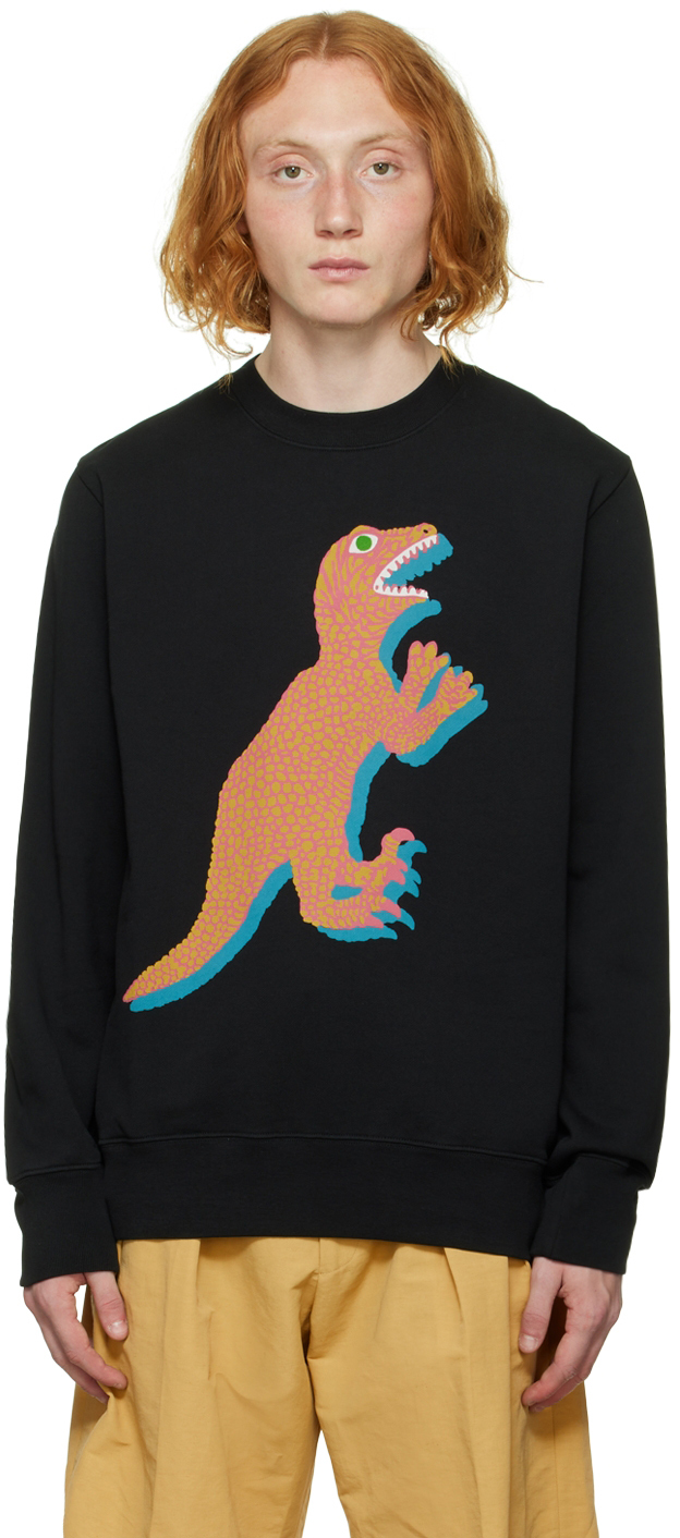 Black Dino Print Sweatshirt SSENSE Men Clothing Sweaters Sweatshirts 