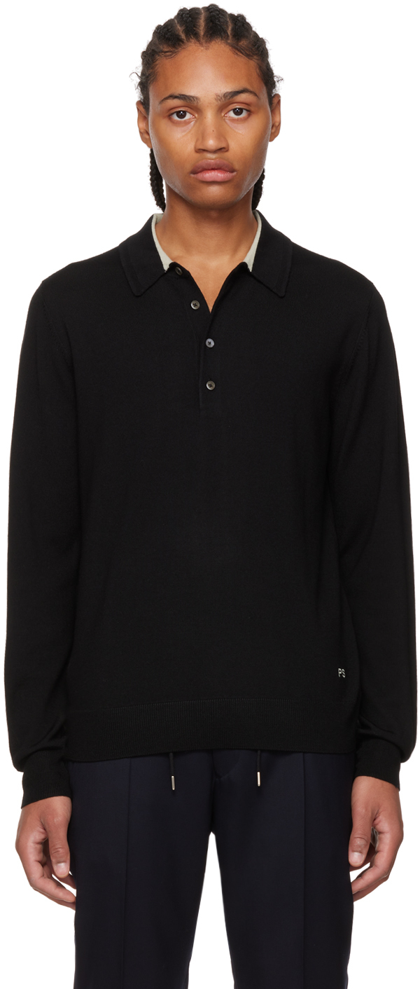 PS by Paul Smith Black Embroidered Polo