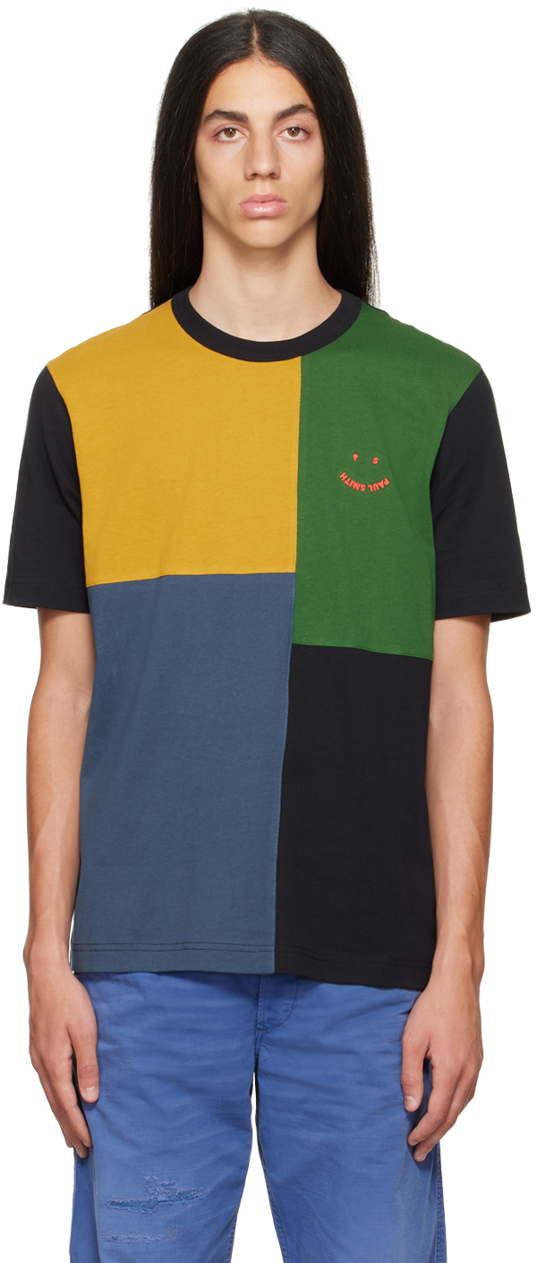 Ps By Paul Smith Black Patchwork Happy T-shirt In 79 Blacks